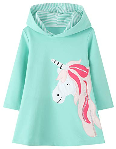 JinBei Sweats à Capuche Fille Enfant Robe Sweat-Shirt Pull à Capuche Manches Longues Coton Fantaisie Sweatshirt Hoodie Robes Automne Hiver Tunique Fille 2 3 4 5 6 7 Ans