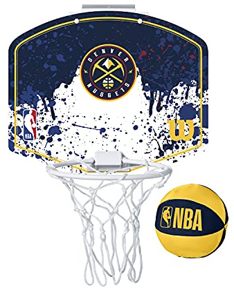 Wilson Minicanestro da Basket NBA TEAM MINI HOOP, Plastica, Bianco/Blu Scuro (Denver Nuggets), Taglia unica