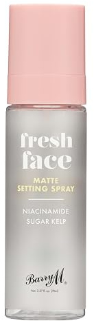 Barry M Fresh Face Matte Finish Setting Spray, Langanhaltend, formuliert mit mattierendem Zuckerkelp-Extrakt und feuchtigkeitsspendendem Niacinamid Clear