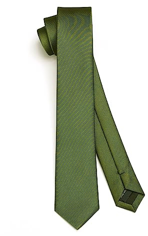 HISDERN Cravate Vert Olive Cravate Maigre en Soie Cravates Slim pour Hommes Cravate Solide Classique Cravate Formelle pour Mariage d'Affaires (6cm)