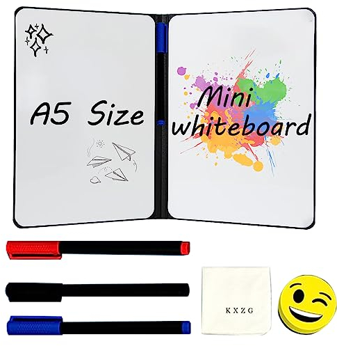 Klein Whiteboard: A5 24 x 16.5cm Tragbar White board mit Ständer Kinder Whiteboard Notizbuch Tafel Abwischbar Whiteboard mit 3 Whiteboard Stifte 1 Whiteboard Schwamm und 1 Whiteboard Tuch