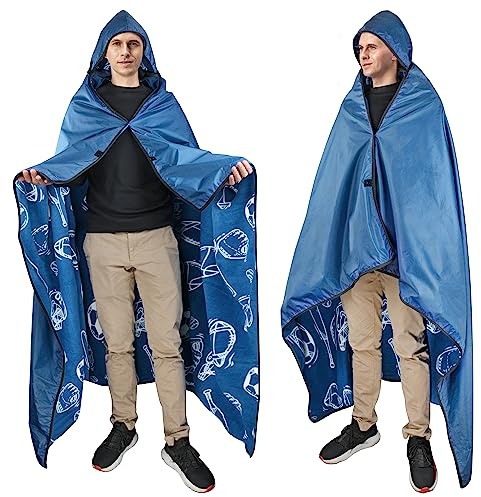 Catalonia Waterproof Stadium Blanket, Windproof Wearable Poncho for Football Sideline & Sports Events for Fans, Portable, Durable Outdoor Blanket for Camping & Tailgating