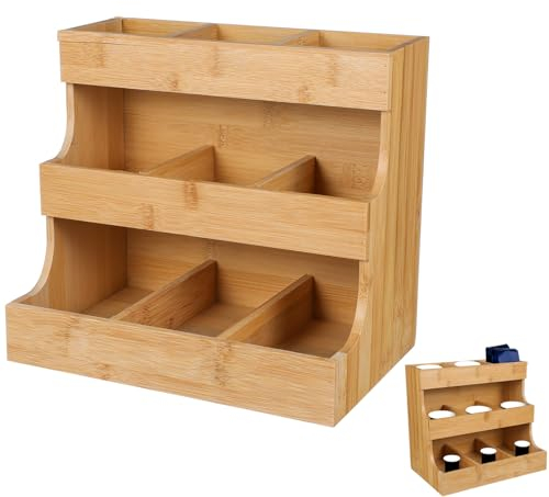 Tofficu Organizador De Bolsas De Té Soporte De Almacenamiento Para Bolsas De Té Contenedores De Caja De Té De Madera De 3 Capas Estante Para Paquetes De Té Para Gabinete Encimera Oficina
