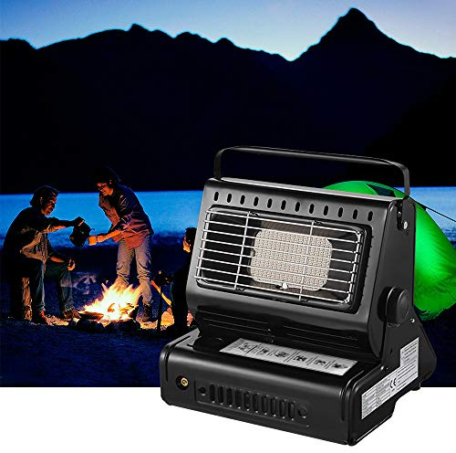 Yinleader Stufa a gas in ceramica, per esterni, roulotte, campeggio, bruciatore in ceramica, 1,3 kW (nero)
