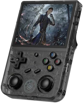 ANBERNICRG353V Handheld-Spielkonsole, 8,9 cm IPS-Bildschirm, 640 x 480, hochauflösende CPU, RK3566, Quad-Core Dual OS, Android 11 und Linux-System, 2G/64G+16G, 3200 mAh Akku (schwarz)