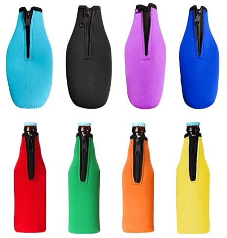 8 refrigeratori per bottiglie di birra, refrigeratori per bottiglie di birra da 330 ml, con chiusura lampo, copribottiglie di birra