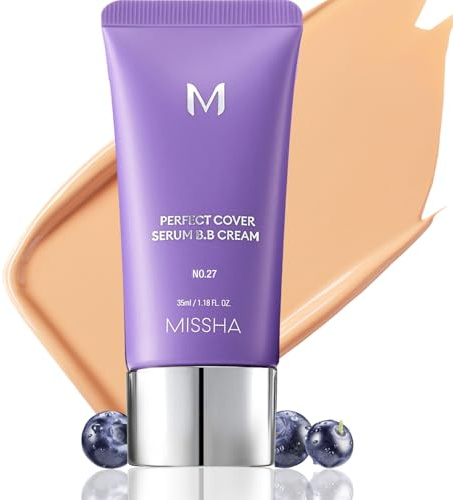 MISSHA M PERFECT COVER SERUM BB CREAM No.27 Honey Beige- Medium with Cool/Neutral Undertone, Skin Tint, Tinted Moisturizer, Skin Care Foundation Makeup, 1.18 Fl oz