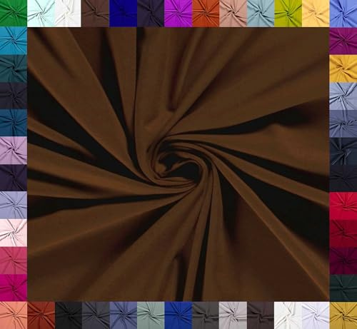 0,5m Baumwoll-Jersey uni 8% Elasthan Baumwollstoff elastisch Meterware Jersey-Stoff Oeko-Tex Kl 1, Farbe:schokobraun