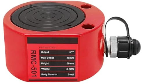 QIUFANGY Martinetto Idraulico 50T con Pompa Manuale idraulica Cp-700, Kit di Potenza idraulica a Basso Profilo, Mini Cilindro Idraulico Industriale con Corsa da 18 mm(Only Cylinder)