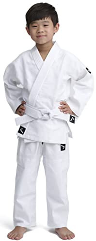 IPPONGEAR Future 2 Einsteiger & Kinder Judoanzug Kampfsport Anzug inkl Gürtel (Ausrüster der deutschen Nationalmannschaft, Gummizug & Schnürbund an der Hose, 335gr/m² Stoffdichte) weiß