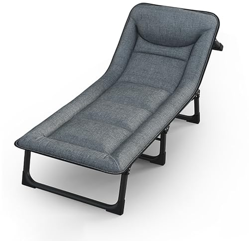 HCBUTAE Lit De Camping Pliant, Matelas Simple pour Adultes Lit D'appoint, Appui-tête À 18°, Garnissage en Coton, Lit De Voyage Confortable pour Dormir, Pêche, Bureau, Sieste