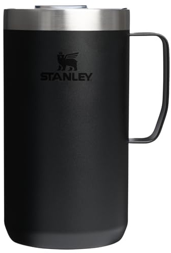 STANLEY Everyday Camp Mug 24oz | Drink Through Lid | Cup for Coffee, Tea and Drinks | Insulated Stainless Steel Coffee Mug | BPA-Free | Black 2.0