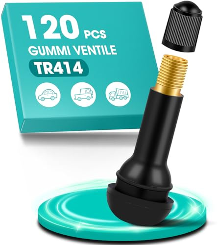 120 Pièces TR414 Valve Pneu Voiture, Valve Tubeless Pneu, Trou de Jante de 11,3 mm, jusqu'à 4,5 Bars, Caoutchouc Snap-in Jantes pour la Plupart des Voitures