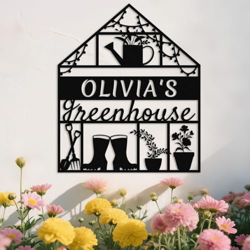 Personalized Greenhouse Sign,Custom Metal Name Sign,Garden Metal Wall Art,Outdoor Garden Yard Patio Decor,Gardeners Gift style 9
