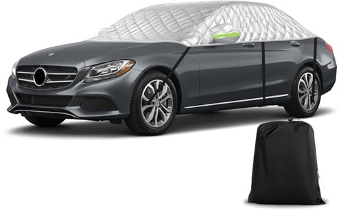 Universellt halvgarage för bilar 353 x 150 x 49 cm, perfekt passande tjockt bilskydd vattentät ersättning för Peugeot 508, för modell 3, A4, C-klass, ersättning för VW Passat, anti-hagel och anti-snö