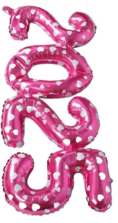 Toyvian Globos Decorativos Numéricos 2025 Grandes De Aluminio Rosa Diseño Impreso, Inflables Para Fiestas De Año y Celebración, Accesorios De Decoración Para Eventos Festivos