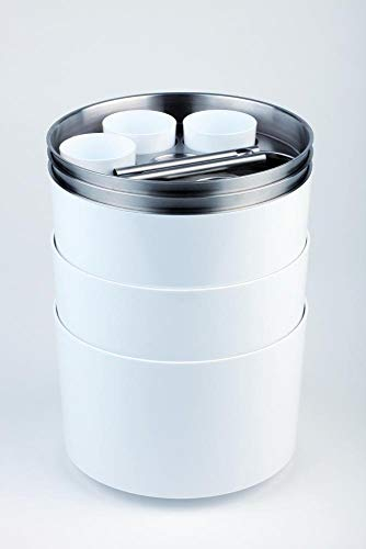 APS conference cooler, raffreddatore di bottiglie, rondella di raffreddamento per bottiglie, raffreddatore da tavolo per 6 bottiglie, incl. batteria di raffreddamento, apribottiglie, vassoio con tappo a corona, Ø 6,7 cm per bottiglie da 0,25 - 0,5 litri