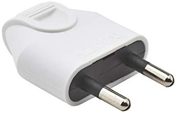 Debflex 713010 Prise 250 V 2P Electrique Fiche Male Broche D.4mm Protegees Sortie Droite à Coiffe - Blanc