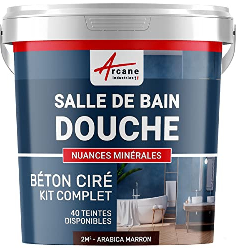 béton ciré salle de bain, douche italienne, pièce d'eau, kit beton cire, salle de bains, douche italienne - 2 m² (en 2 couches) Arabica Marron - ARCANE INDUSTRIES