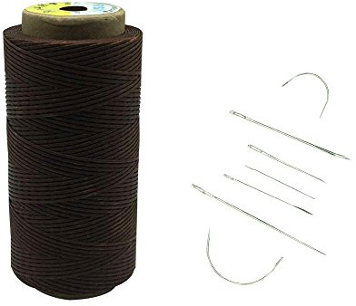 Yulakes - Filo Cerato 1 mm, 260 Metri per Cucito e Lavorazione del Cuoio, Con 7 Aghi per Cuoio Brown