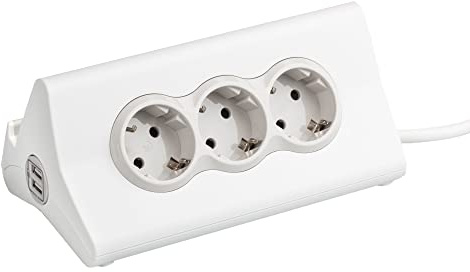 LEGRAND, Steckdosenleiste 3-fach mit integrierter Tablet/Handy/Smartphone-Halterung und 2-Port USB Ladestation für iPhone iPad Samsung Huawei, Ein/Aus-Schalter, Verlängerungskabel 1.5m, 694810