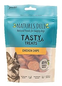Natures Deli Chicken Chips Dog Treats, Gluten Free Low Fat Bite-size Treats for Dogs, High Protein Dog Biscuits - 100 g