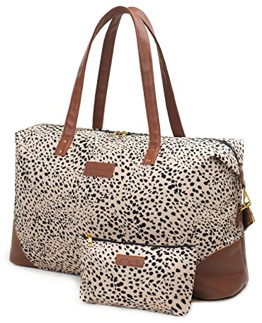 Jadyn B Luna Duffel - 54 cm - 37L - Reise- oder Sporttasche inklusive Kulturbeutel mit Reißverschluss (Cheetah Spot)