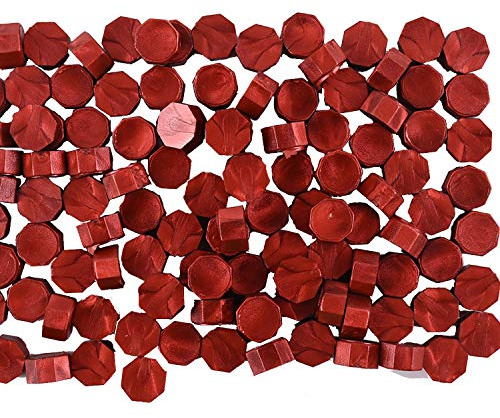 100 Pieces Octagon Sealing Wax Beads Sticks Sealing Wax Beads for Wax Stamp Sealing (Wine Red)