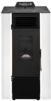 STUFE A PELLET ITALIA - Mod. CUBO 9Kw - Efficacité 91%, Chauffe 90m², Autonomie 21H, 5 Vitesses, 5 Niveaux de Puissance, Programmable, 24 Mois de Garantie (Blanc)