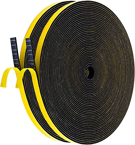 Palazen 20m Dichtungsband Selbstklebend für Türen Fenster 6mm(B) x1.5mm(D) Moosgummi Dichtband als Tür-Fenster-Dichtung-Zugluftstopper Schaumstoffband Abdichtung Schwarz [2 Rollen mit je 10m]