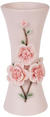 Suanti Blumen Vase, Rosa Vase mit DREI geprägten floralen Design, geeignet für Wohnzimmer Dekoration, Tischplatte Display, und Esstisch