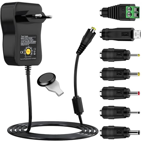 Universal Netzteil, Cshare 40W AC zu DC 3V 4.5V 5V 6V 7.5V 9V 12V Netzteil, Adapter Schaltnetzteil mit 5V 1A USB Port und 7 Tipps für 3V bis 12V Haushaltselektronik LED Streifen Router,3000mA Max.
