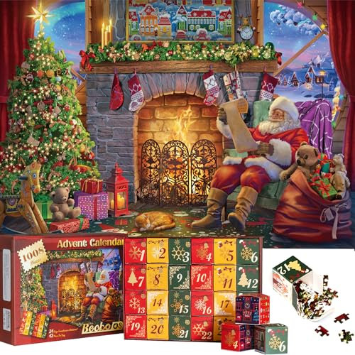 Becko US Puzzles for Adults 1008 Pieces, Christmas Puzzle Advent Calendar 2024 For Adults & Kids, Countdown To Christmas, Exquisite Package With 24 Countdown Boxes, Christmas and Holiday (Santa Claus)