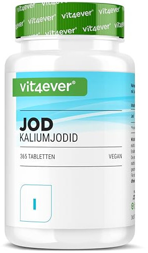 Jod 200µg - 365 Tabletten aus Kaliumjodid - Kalium Jodid für 1 Jahresvorrat - Ohne unerwünschte Zusätze - Hochdosiert - Vegan