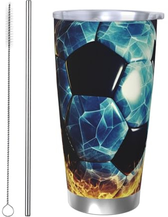 Bicchiere da 590 ml, con coperchio e cannuccia, in acciaio inox, per bevande calde e fredde, a doppia parete, da viaggio, riutilizzabile, regalo di compleanno