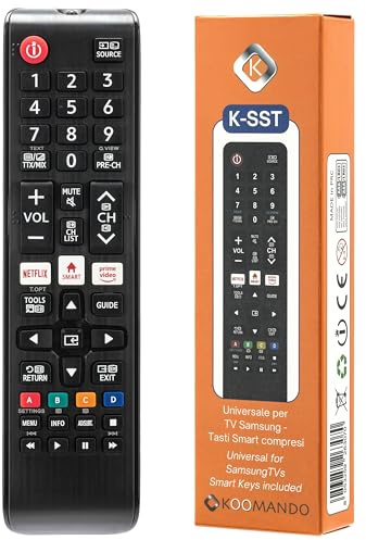 Koomando Telecomando Universale per Samsung TV LCD LED QLED UHD 4K 8K Curved HDR, Serie AA59 BN59, Pronto all'Uso senza Programmazione, Tasti Rapidi Netflix Prime Video, Compatibile Smart TV