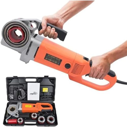 Filettatrice elettrica per tubi, macchina per filettare tubi da 2300 W, macchina per filettare tubi con motore in rame, filettatrice portatile per tubi con 6 filiere e custodia per il trasporto