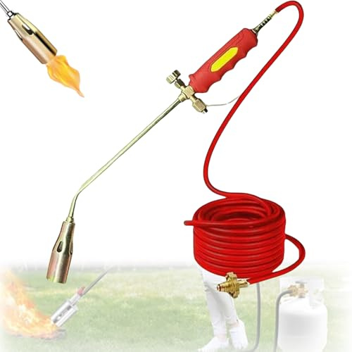 Nuevo kit de quemador de malezas de propano, lanzador de llama de alto rendimiento de 1.900.000 BTU para malas hierbas, quemador de malezas para tanque de propano, con manguera para deshierbar, techo