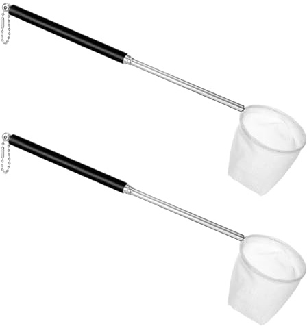 2 PCS Aquarium Shrimp Net, Small Fishing Nets for Fish Tank with Extendable Stainless Steel Handle, Fine Mesh Aquarium Net for Fish Shrimp Tank Pond Creek Food Residue and Debris Skimming