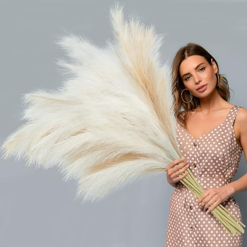 BlueCloudy Erba della pampa, grande, XXL, 4 pezzi, piante artificiali, erba, 120 cm, soffici fiori artificiali per camera da letto, decorazione boho, soggiorno, vaso da tavolo