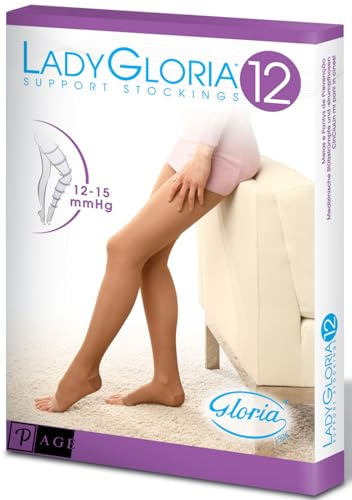 p age Gloria Med Lady Collant a Compressione Graduta, Punta Aperta, Collant di Supporto 12-15 mmHg, Calze per Donna Dinamiaca, Comfort Ottimale, Colore Daino