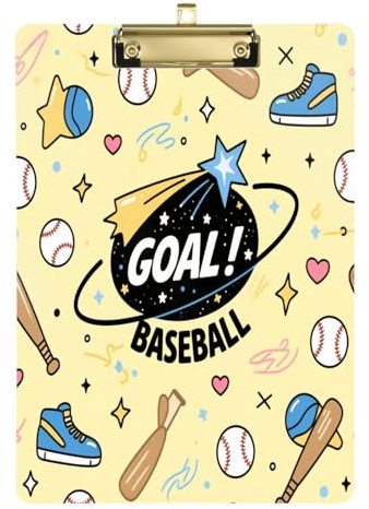 Porta da baseball Giallo Chiaro Modello Paramedico Appunti Acrilico Carino per Studenti Ragazze Bambini Insegnante Appunti Dimensioni 9 x 12.5 Tabla para escribir Gold Hold