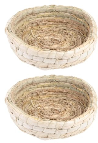 TOYANDONA Nido per Uova di Piccione in Paglia Naturale 2 Pezzi Base Piatta Resistente per Cova e Allevamento di Piccioni, Nido Intrecciato Leggero per Gabbie e Uso Domestico/agricolo