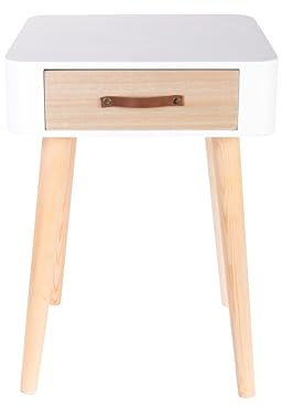 HOME DECO FACTORY - HD3739 - Table De Chevet de Lit Blanc 1 Tiroir Bois Décoration Chambre