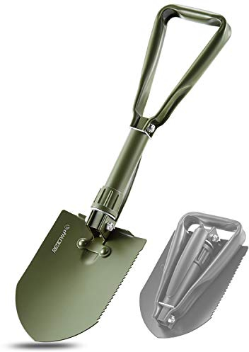 REDCAMP Pala Militar Plegable para Camping, Herramienta de atrincheramiento de Acero de Alto Carbono, Pala de Triple Mango con Cubierta (Verde, 2.5 Libras)