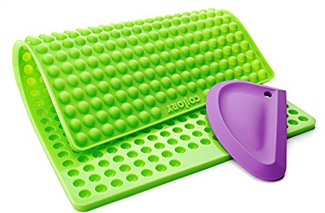 Collory® mini Halbkugel (1cm) Silikon Backmatte und Teigschaber Set zur Herstellung von Hundekekse und Hundeleckerlies DIY, Katzen Leckerli, Hitzebeständig & Antihaftend, Lebensmittelecht BPA-frei