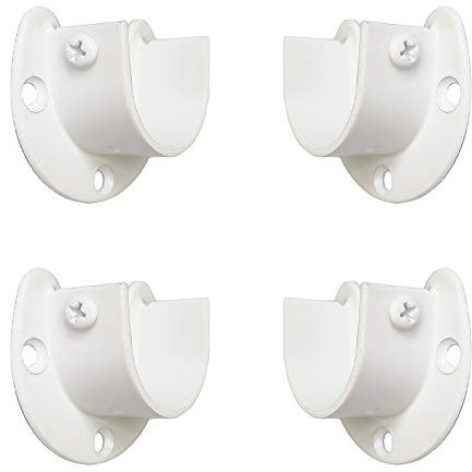 FYTRONDY soporte para barra de armario de acero inoxidable de edición blanca, con forma de U, soporte de enchufe abierto, soporte para armario, barra de cortina de ducha, extremo de soporte