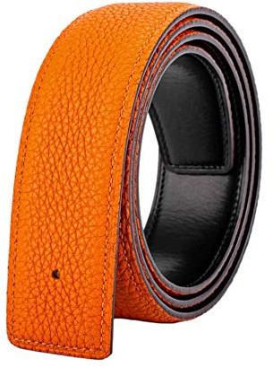 Vatee's Damen/Herren Echtleder-Ersatz-Gürtelriemen ohne Schnalle 32mm breit 120cm lang Orange
