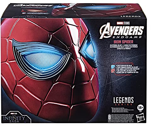 Spiderman Marvel Legends Series Iron Spider Electronic Helmet with Glowing Eyes, 6 Light Settings and Adjustable Fit, Red