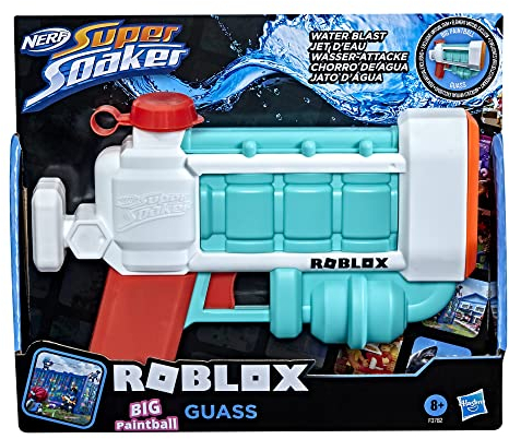 Nerf Super Soaker Roblox Big Paintball: Guass – leistungsstarker Wasserblaster – Geschenkidee für Kinder – Videospiel-Code für virtuelle Objekte – Poolspiel für Jungen und Mädchen ab 8 Jahren –